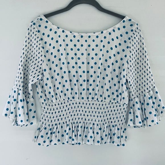 Free People Polka Dot Milkmaid Crop Top Small Cottagecore Boho Peasant Fairy - Picture 3 of 12